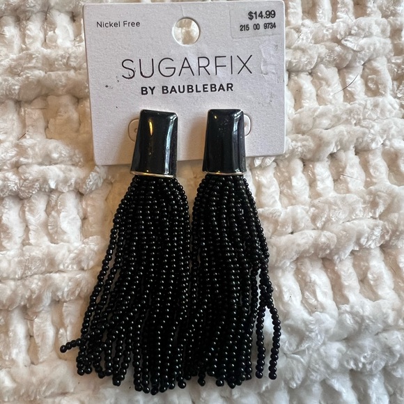 sugarfix Jewelry - NWT Sugarfix Black Beaded Tassel Earrings